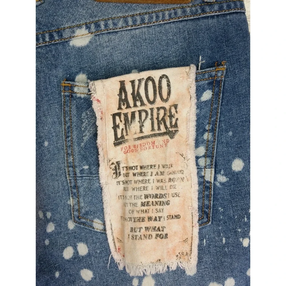 New Men's Akoo Empire Acid Washed Standard Denim Shorts Men's 30 Y2K 90s